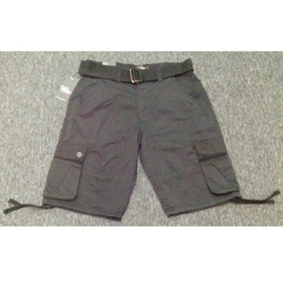 🆕 FASHION TWILL CARGO SHORTS WITH DRAW-STRINGS - BLACK - MEN - Picture 1 of 2